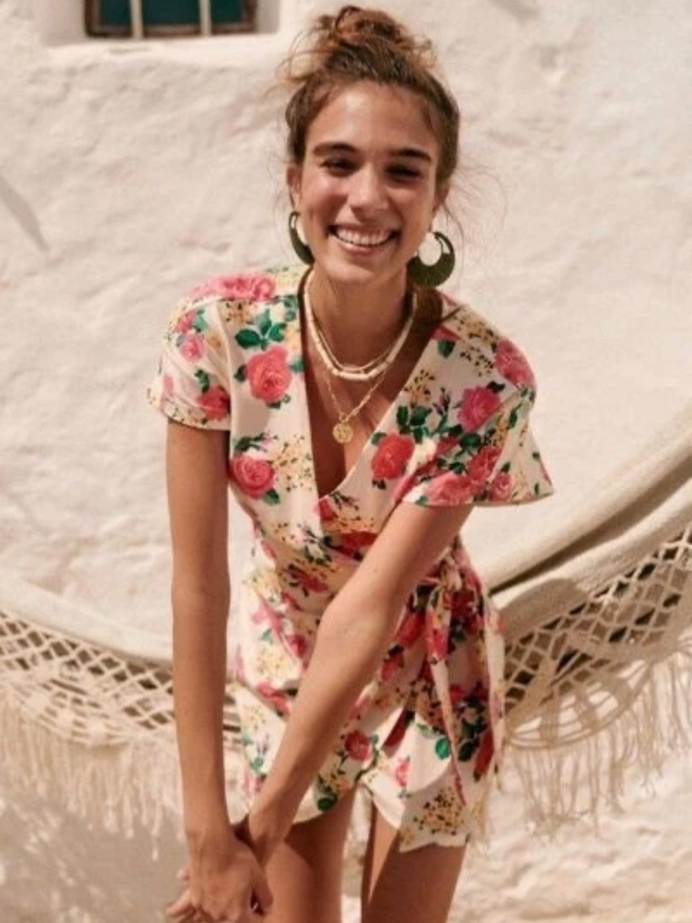 Sezane Samy Wrap Mini Dress Romantic Coquette Chic Floral Print Women’s Size S
